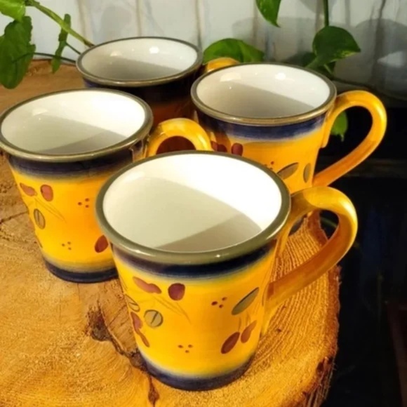 Set of 4 StoneLite Floral Bold Color Mugs - Picture 2 of 8